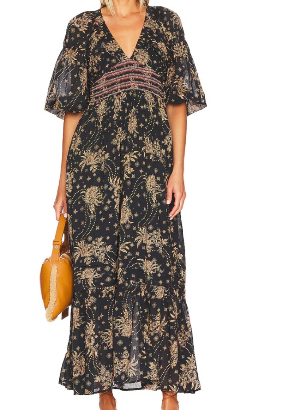 Free People Golden Hour Maxi Dress Boho In color Black Combo NWT Size X-Large
